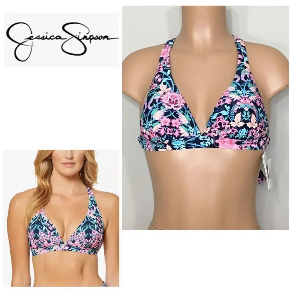 New. Jessica Simpson floral support bikini top.